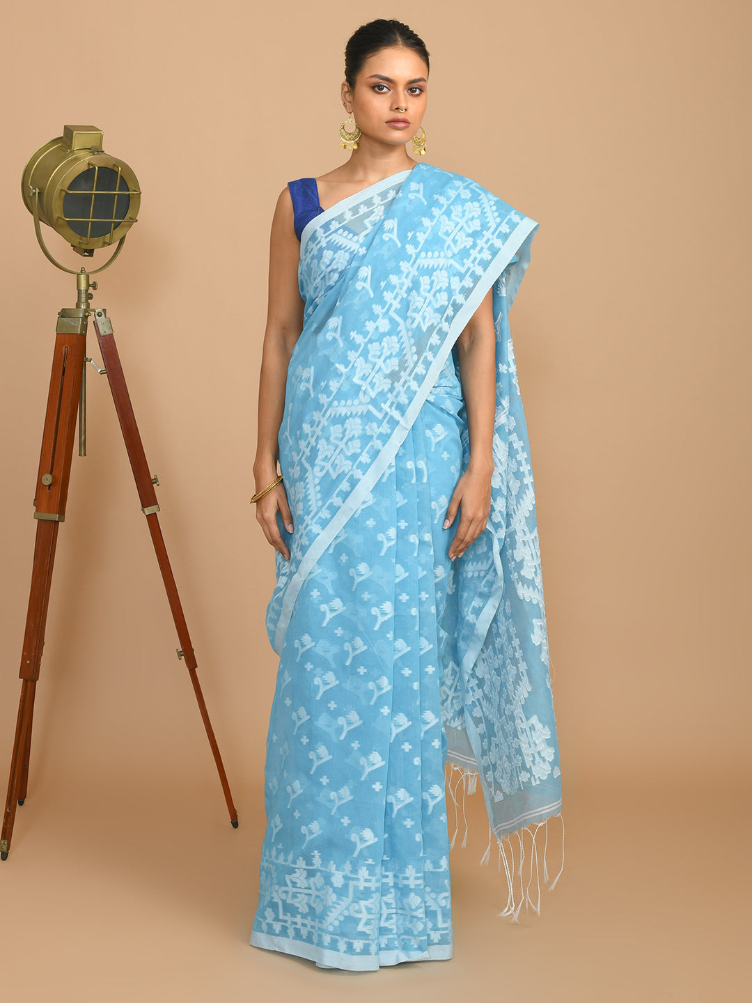 Jamdani Blue Woven Design Traditional Wear