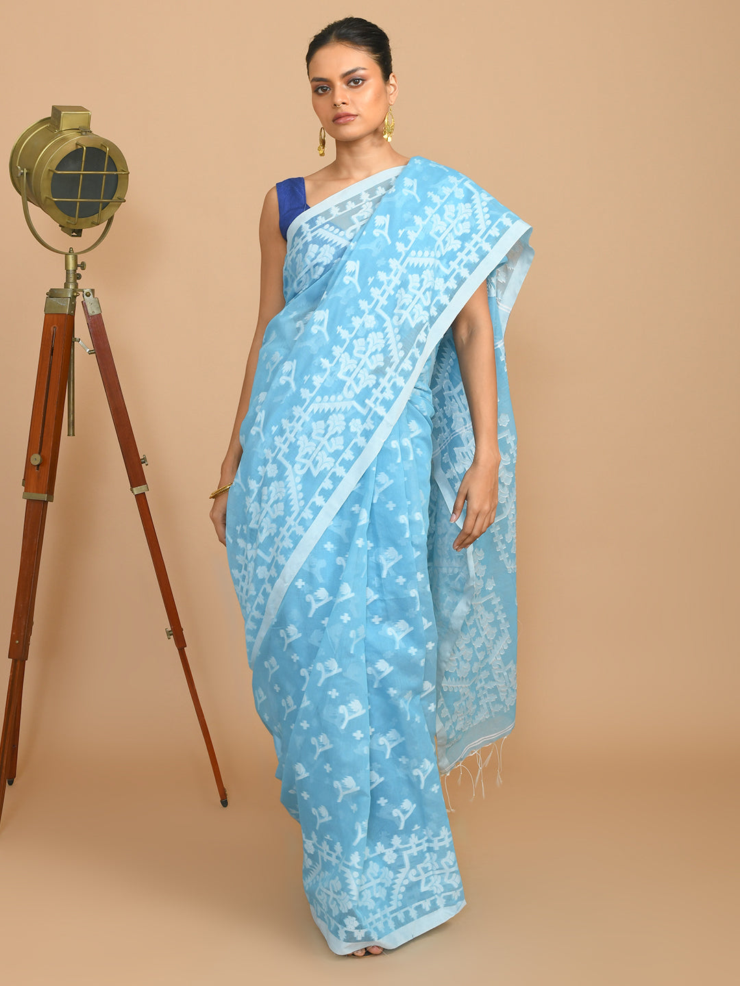 Jamdani Blue Woven Design Traditional Wear