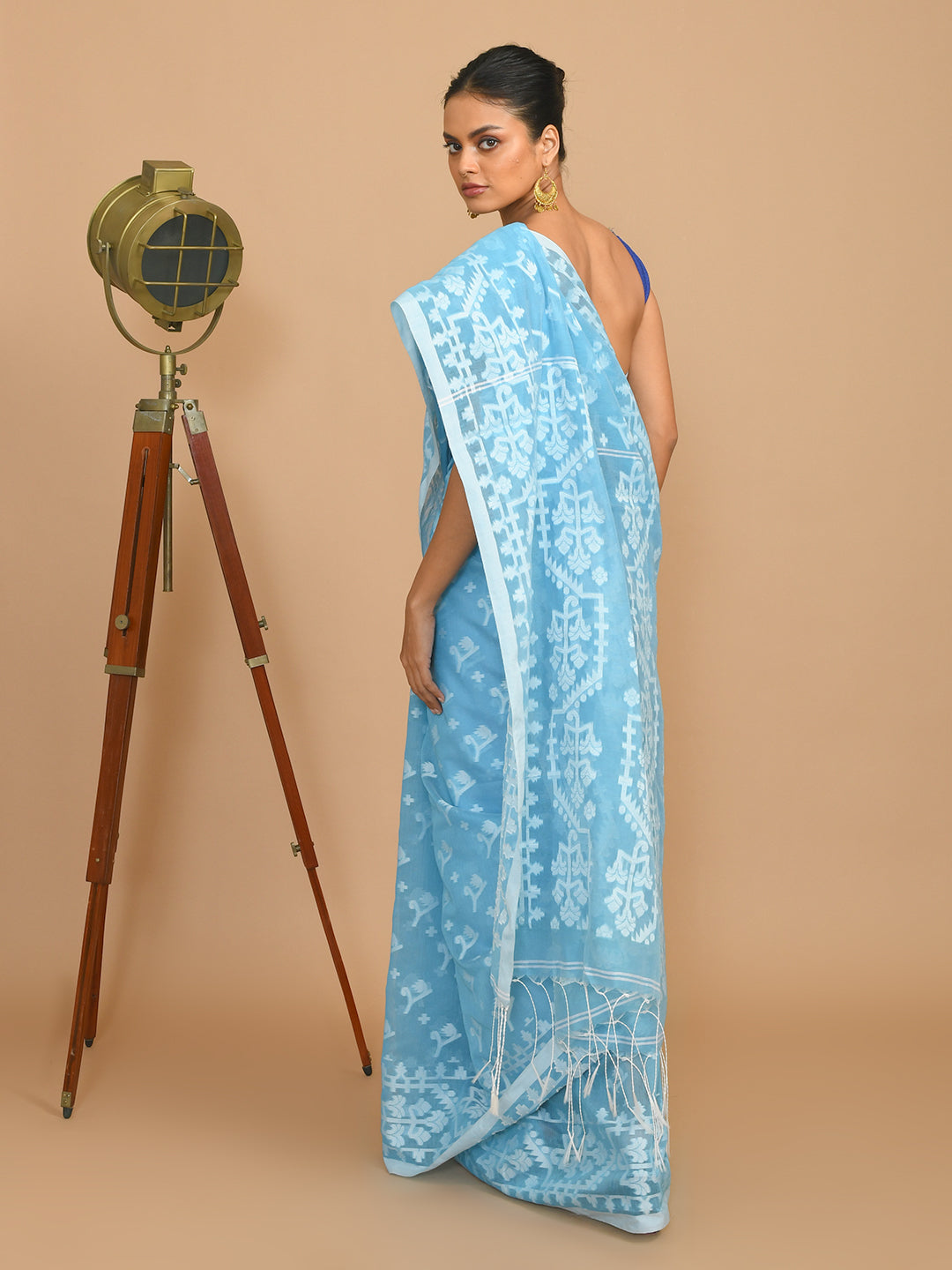 Jamdani Blue Woven Design Traditional Wear