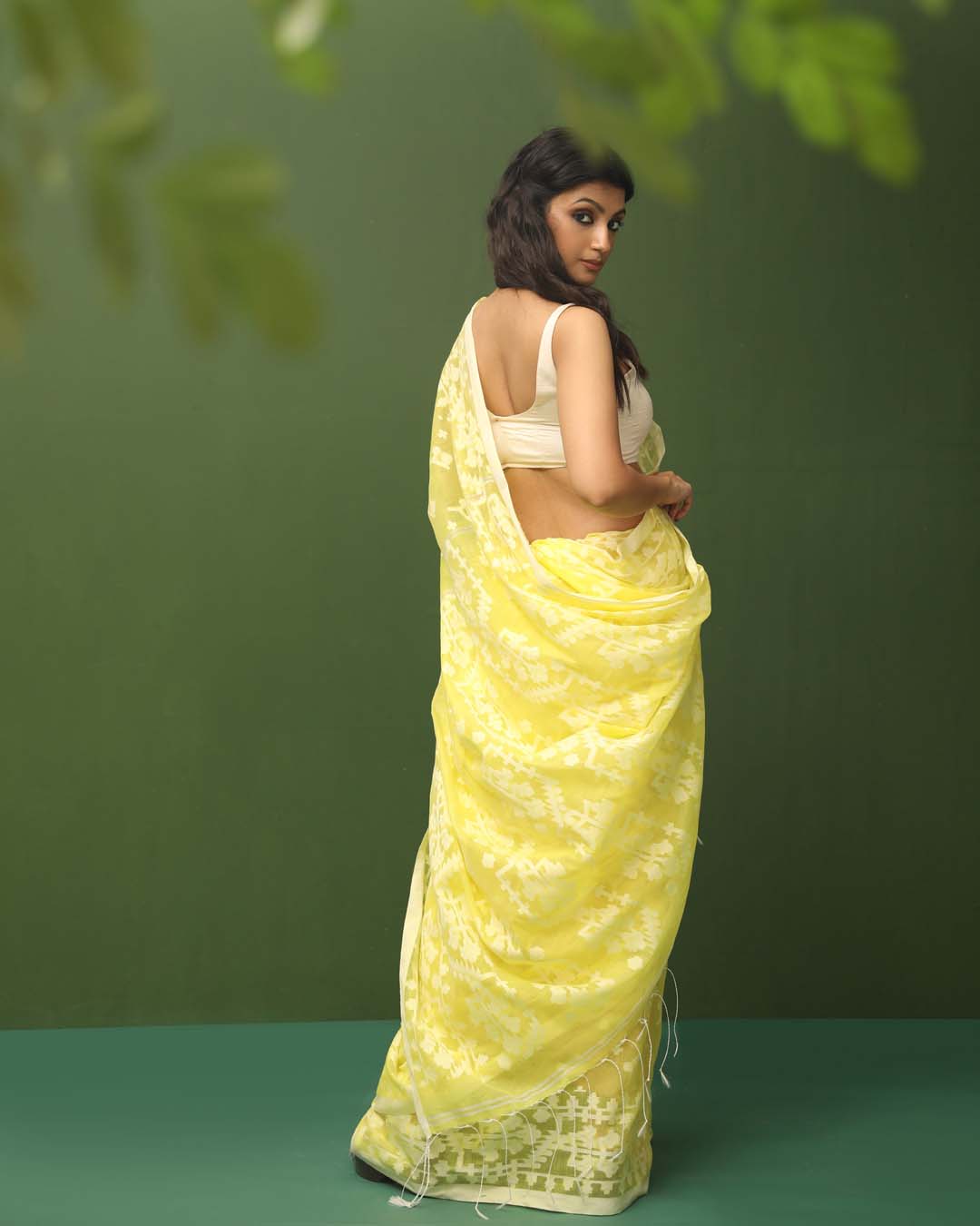 Jamdani Yellow Woven Design Traditional Wear