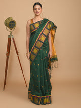 EMERALD ESSENCE (HANDLOOM COTTON BLEND SAREE)
