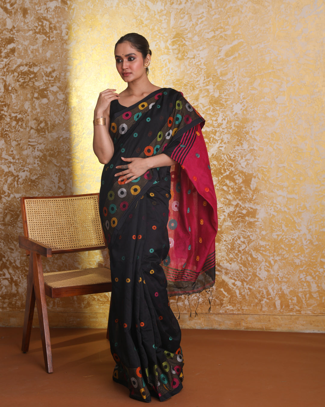 Jamdani Black Woven Design Traditional Wear