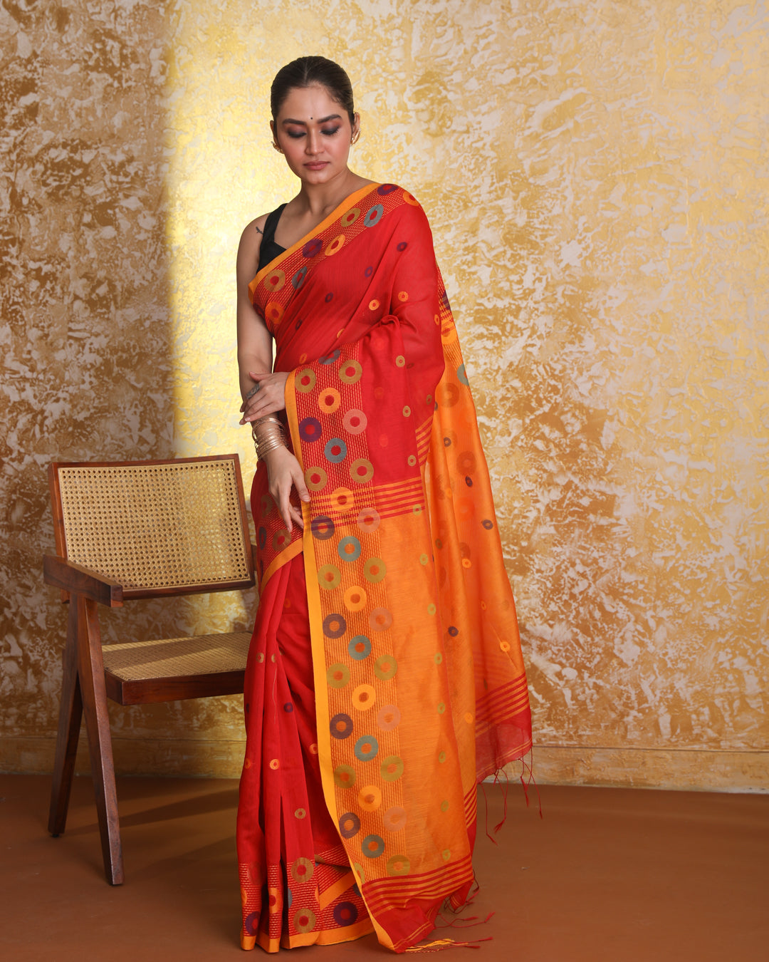 CERISE ANTIQUITY (HANDLOOM COTTON BLEND SAREE)