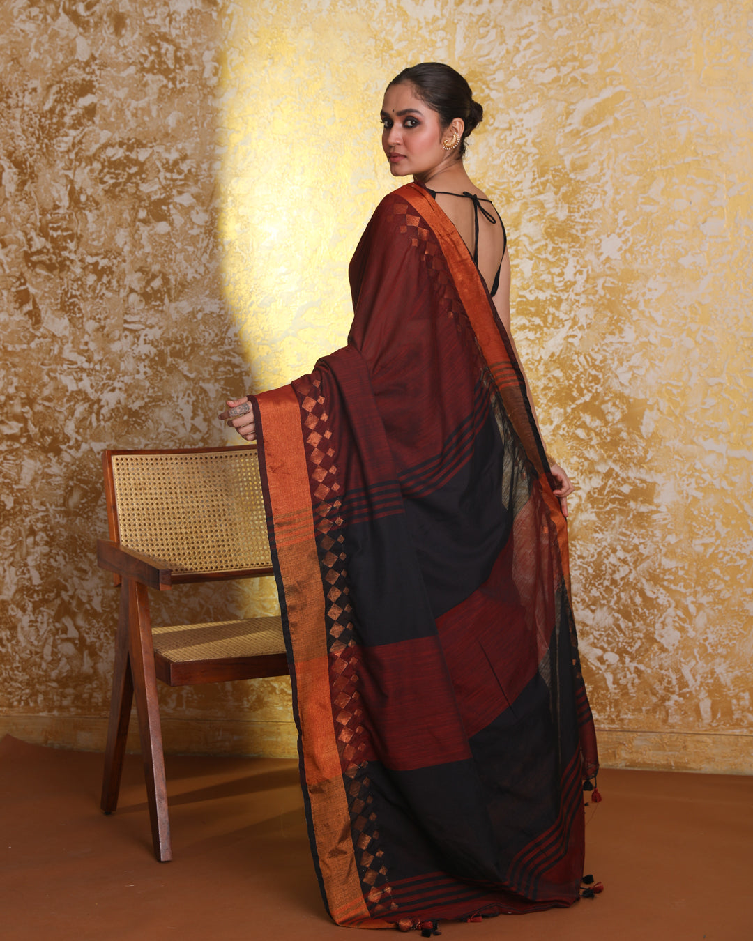 Jamdani Maroon Woven Design Traditional Wear