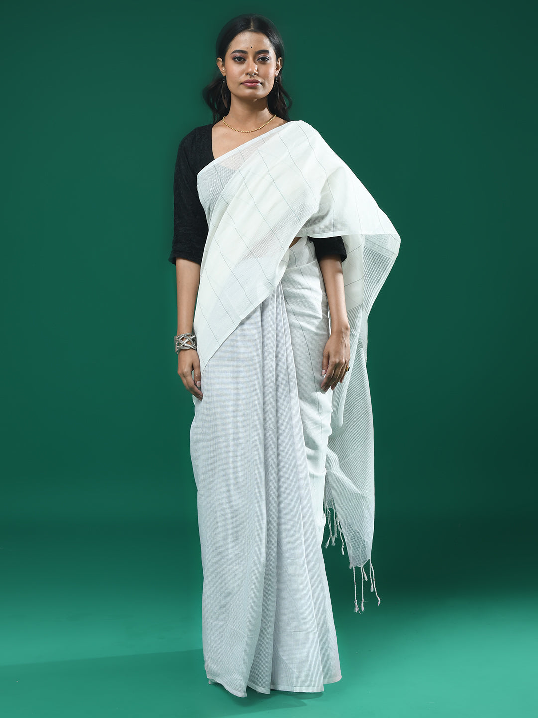 IVORY STRIPES (BENGAL HANDLOOM 100% PURE COTTON SAREE)