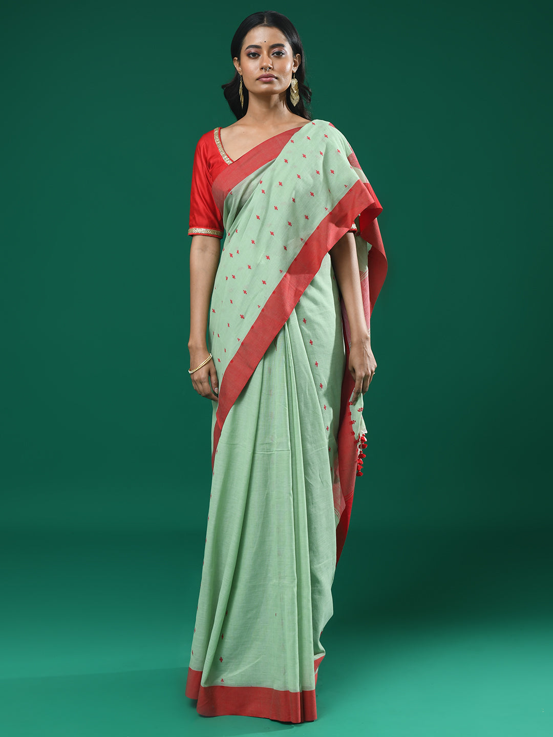 VERDANT HARMONY (HANDLOOM 100% PURE COTTON SAREE)