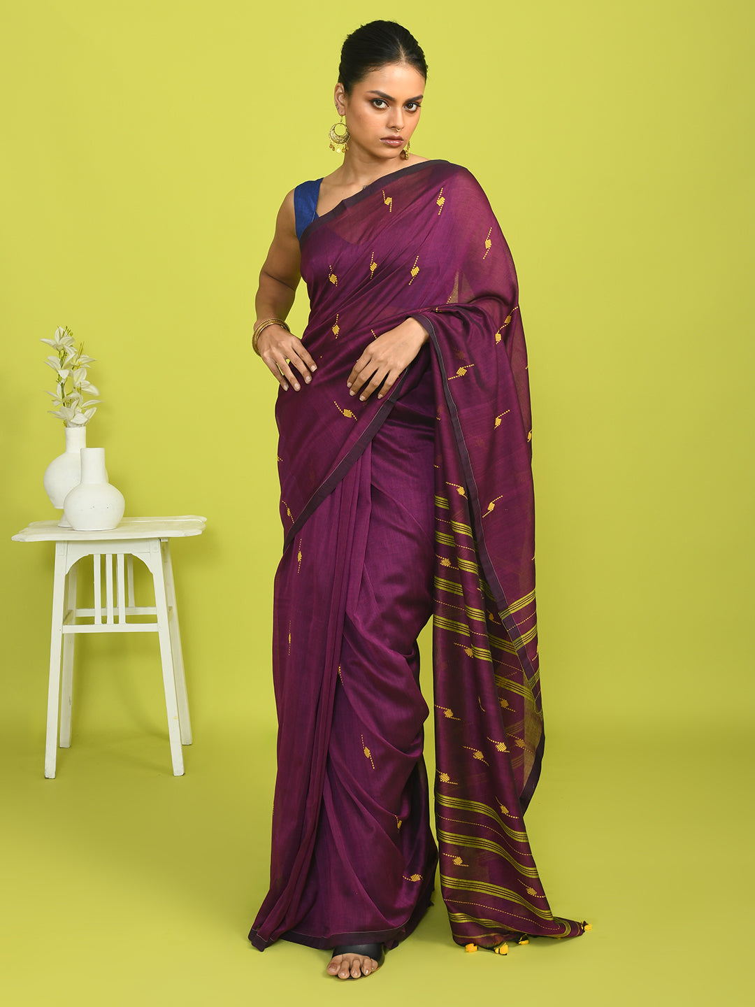 REGAL PLUM (HANDLOOM 100% PURE COTTON SAREE)