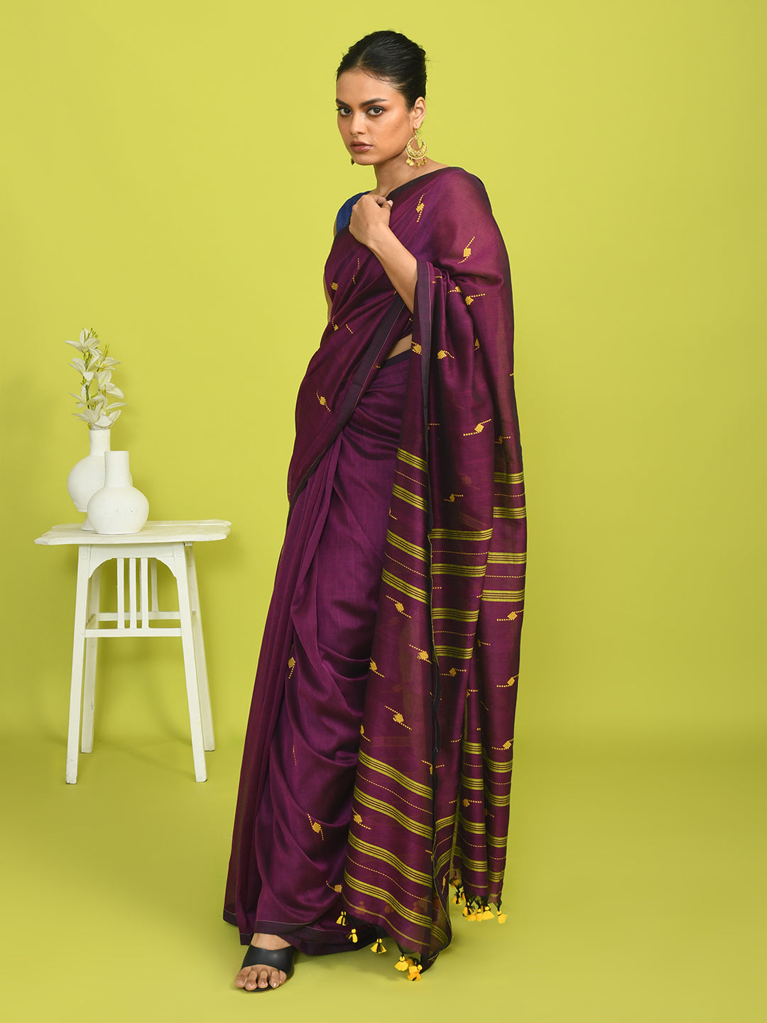 Jamdani Purple Woven Design Daily Wear