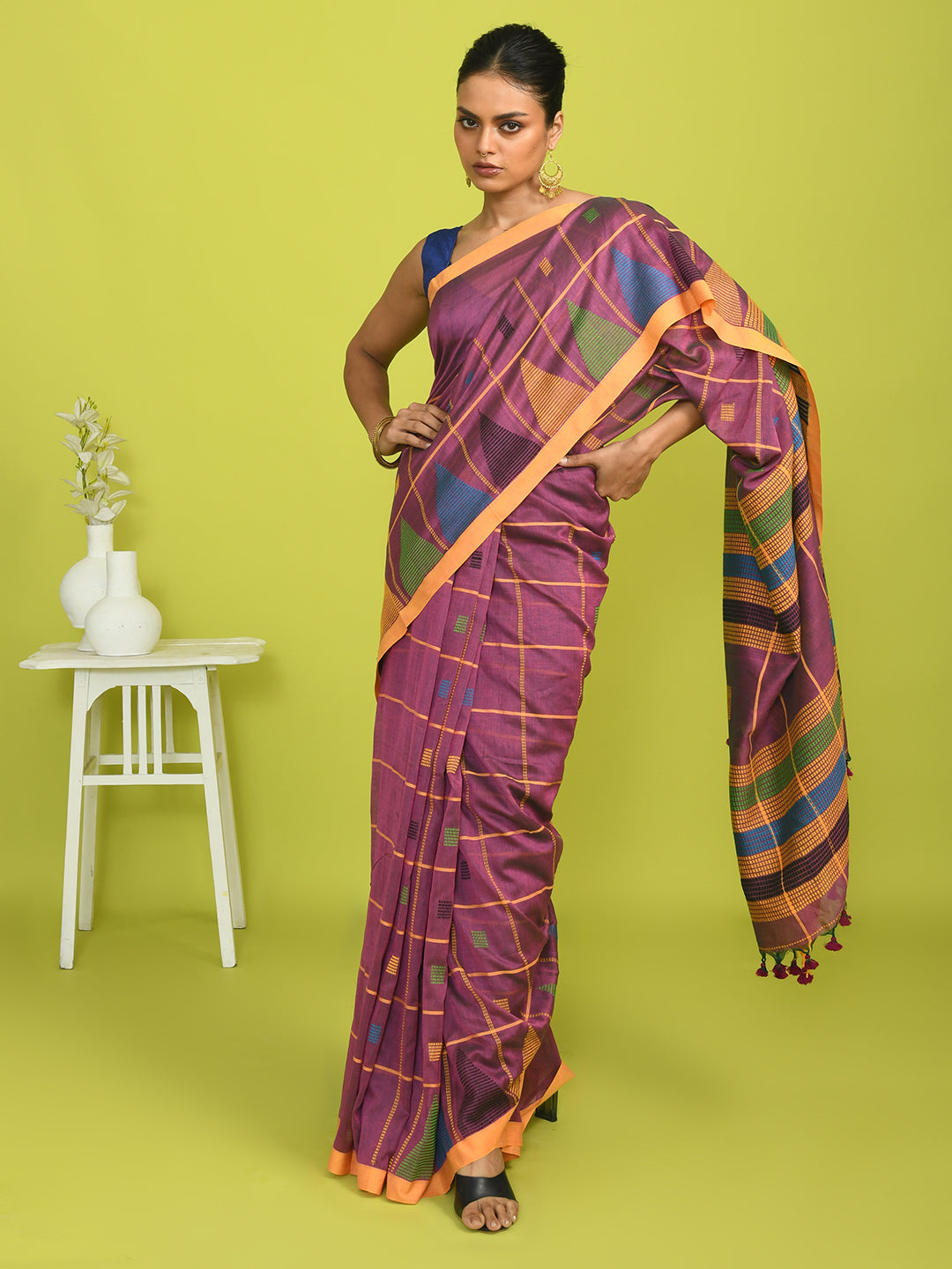 AMETHYST GLIMMER (HANDLOOM 100% PURE COTTON SAREE)