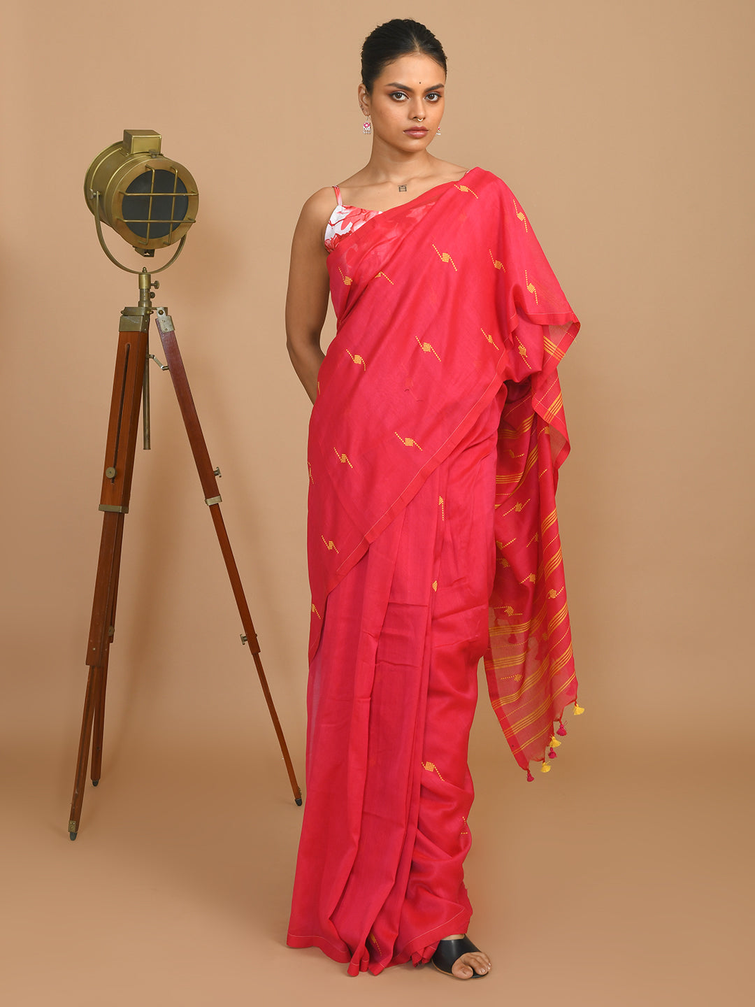 Jamdani Pink Woven Design Daily Wear