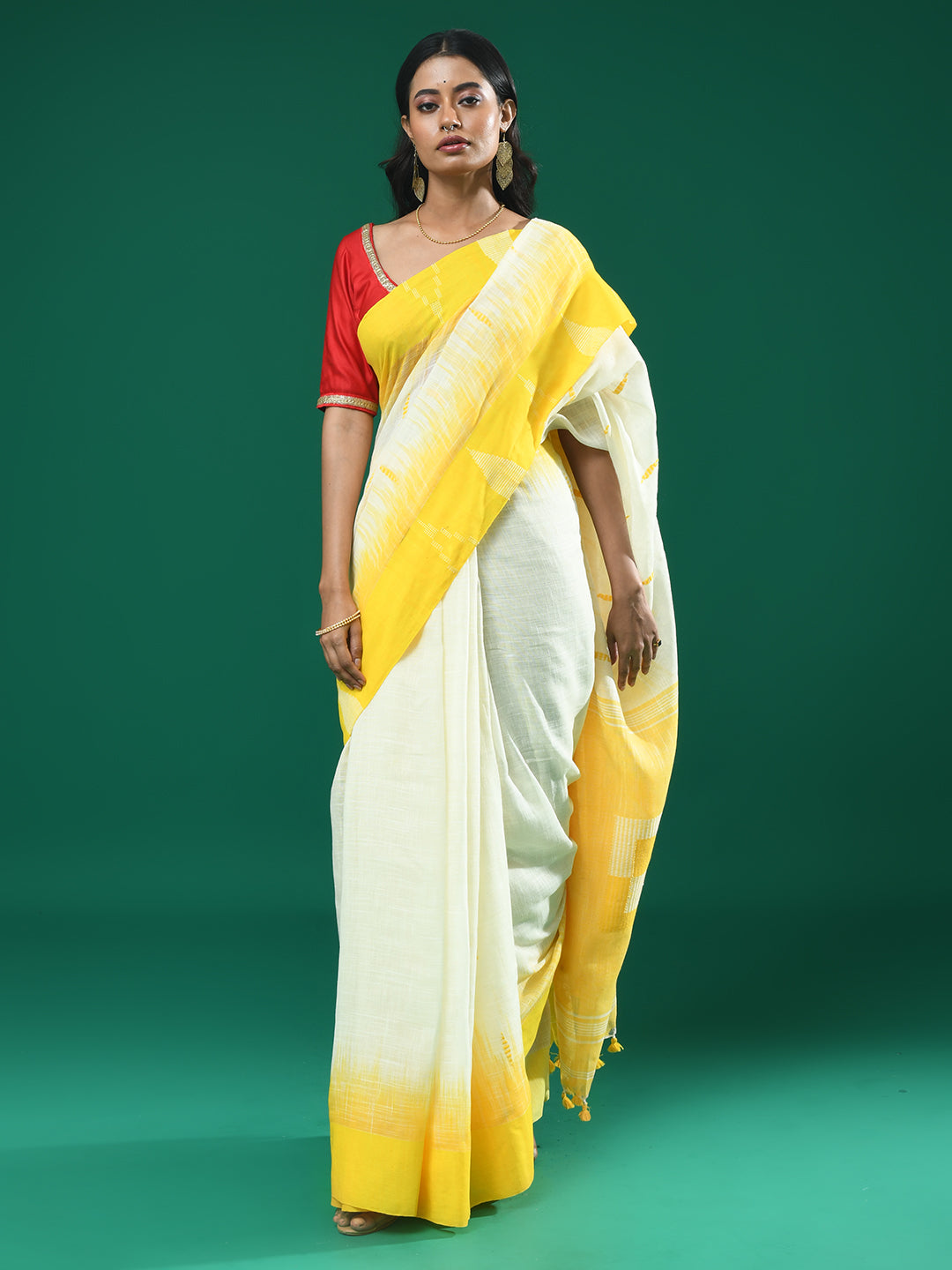 Jamdani Yellow Woven Design Daily Wear