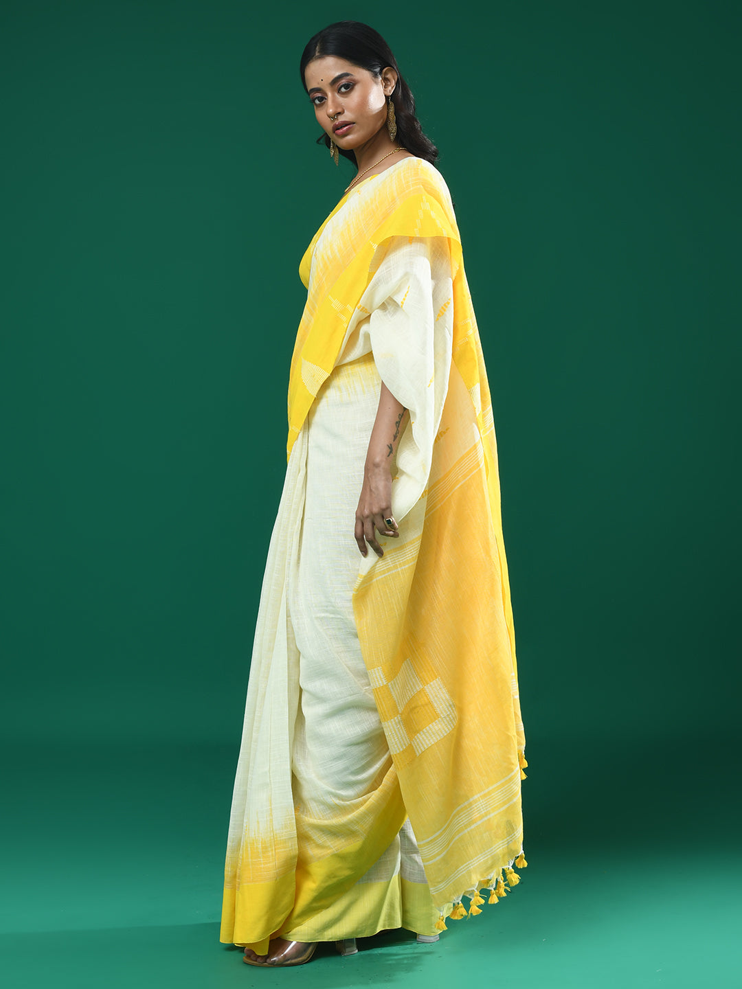 Jamdani Yellow Woven Design Daily Wear