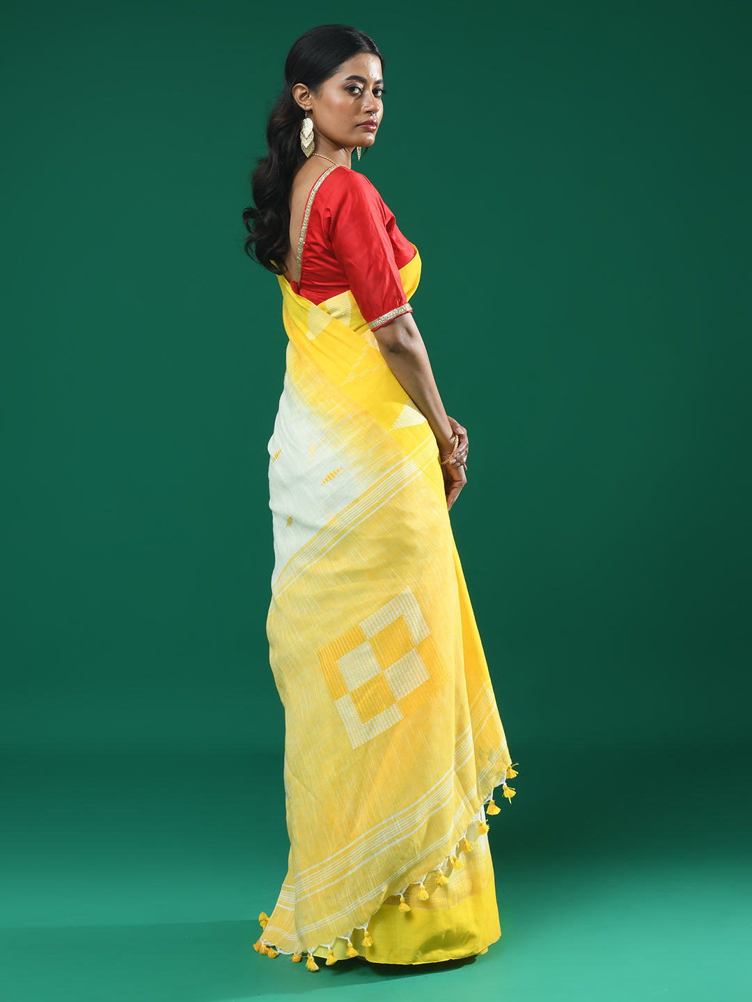 Jamdani Yellow Woven Design Daily Wear