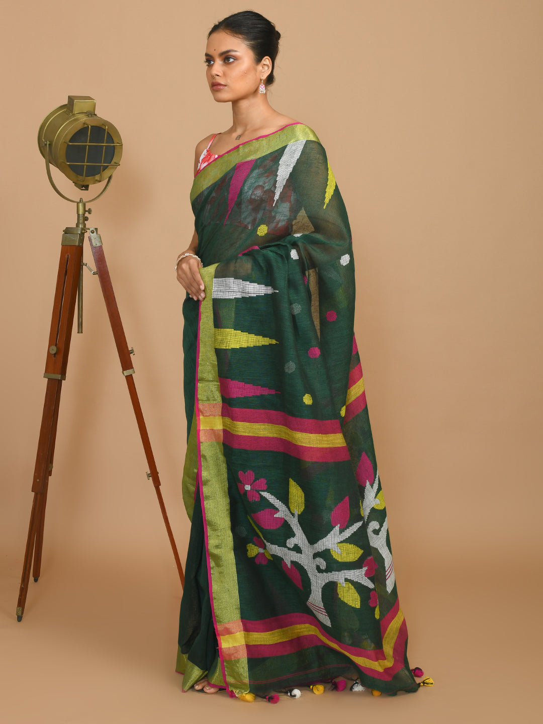Jamdani Green Woven Design Daily Wear
