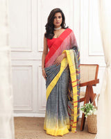 SLATE ELEGANCE (HANDLOOM PURE LINEN SAREE)