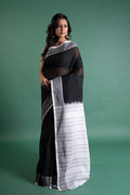 Noir Whispers – Black & White Bengal Handloom Cotton Saree