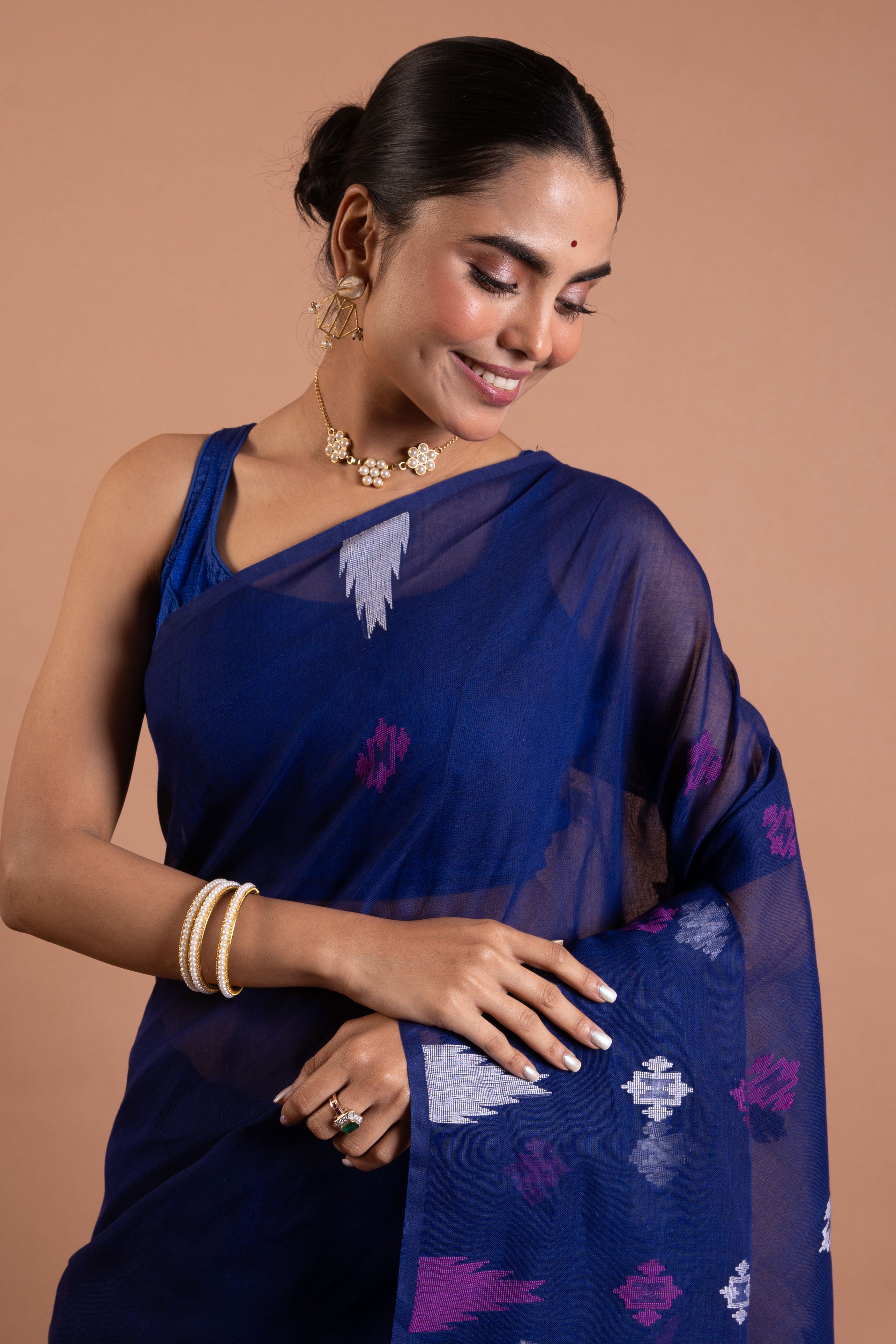 Midnight Indigo Ikat Handloom Saree
