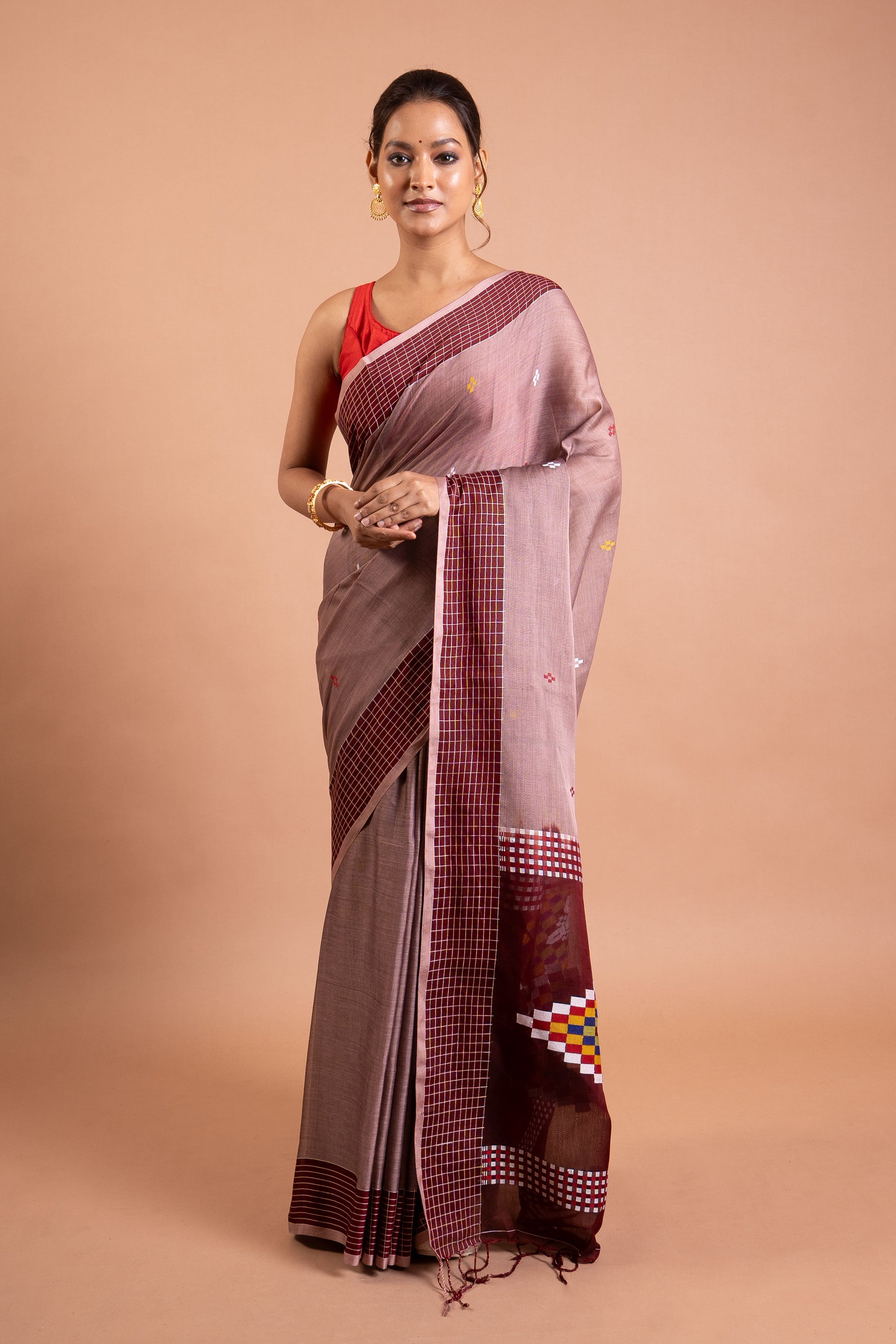 Madhura Gridline Handloom Cotton Saree