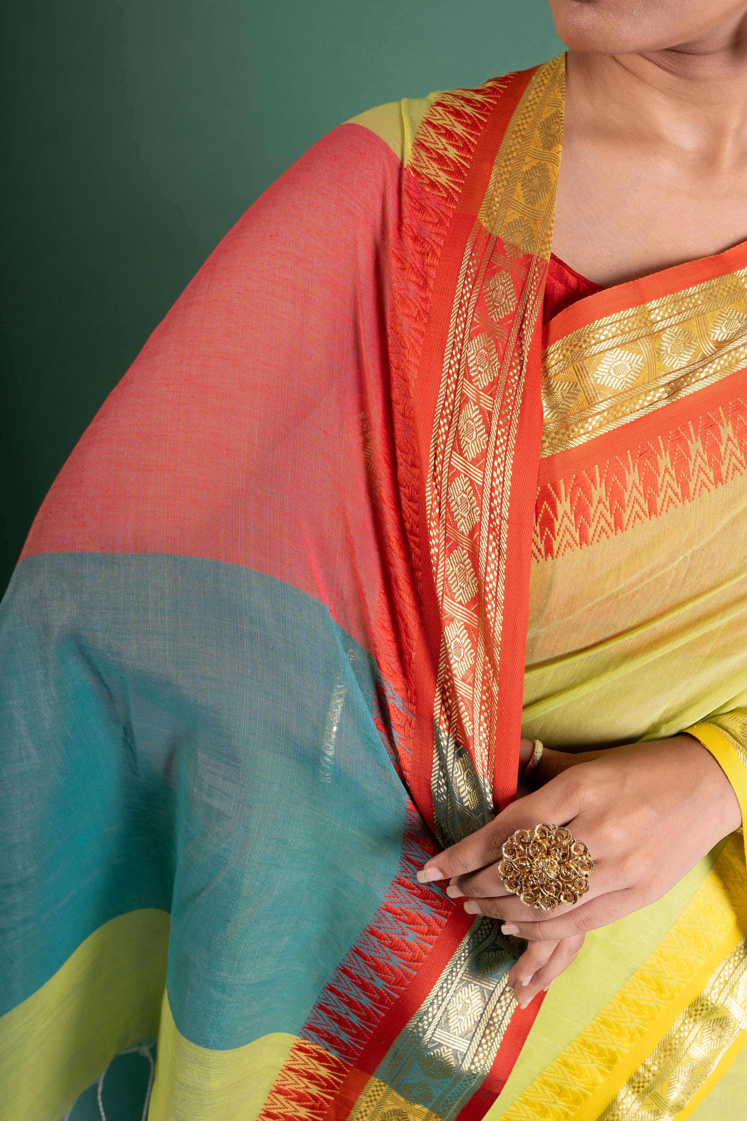 Sunlit Lime Handloom Cotton Saree