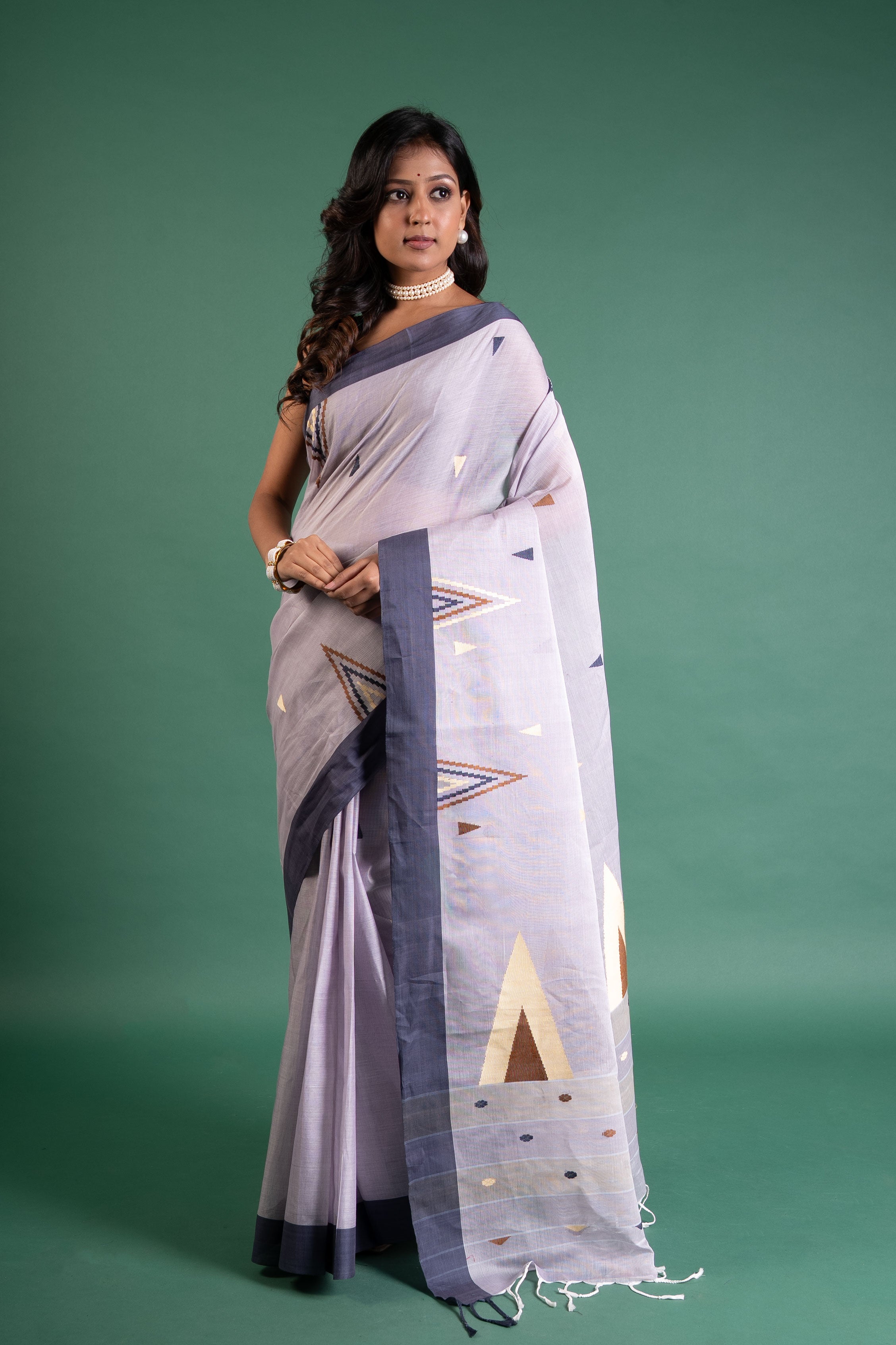 Lavender Mist Geometric Pure Handloom Saree