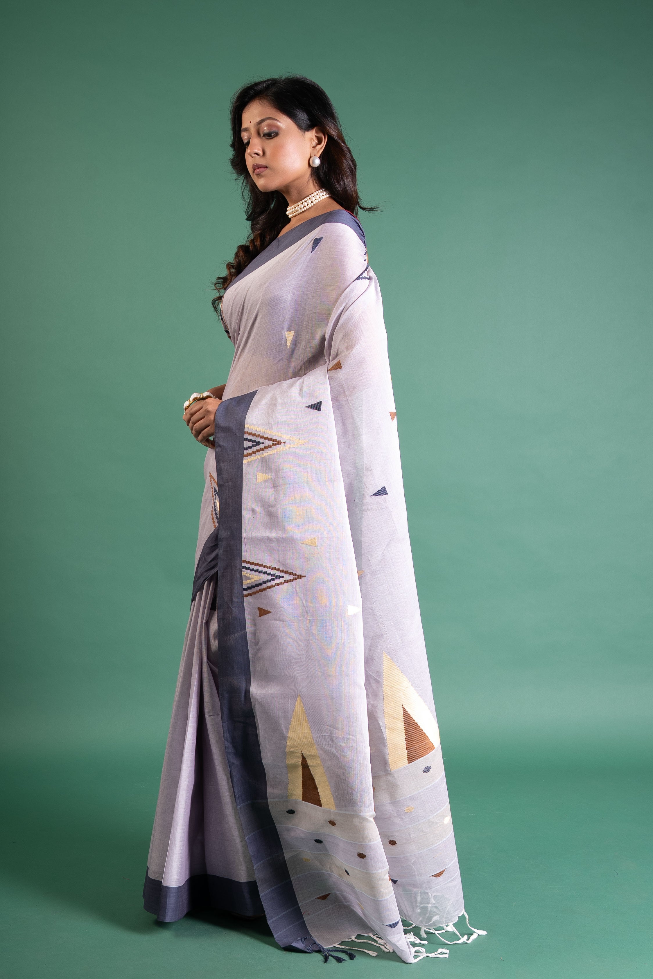 Lavender Mist Geometric Pure Handloom Saree