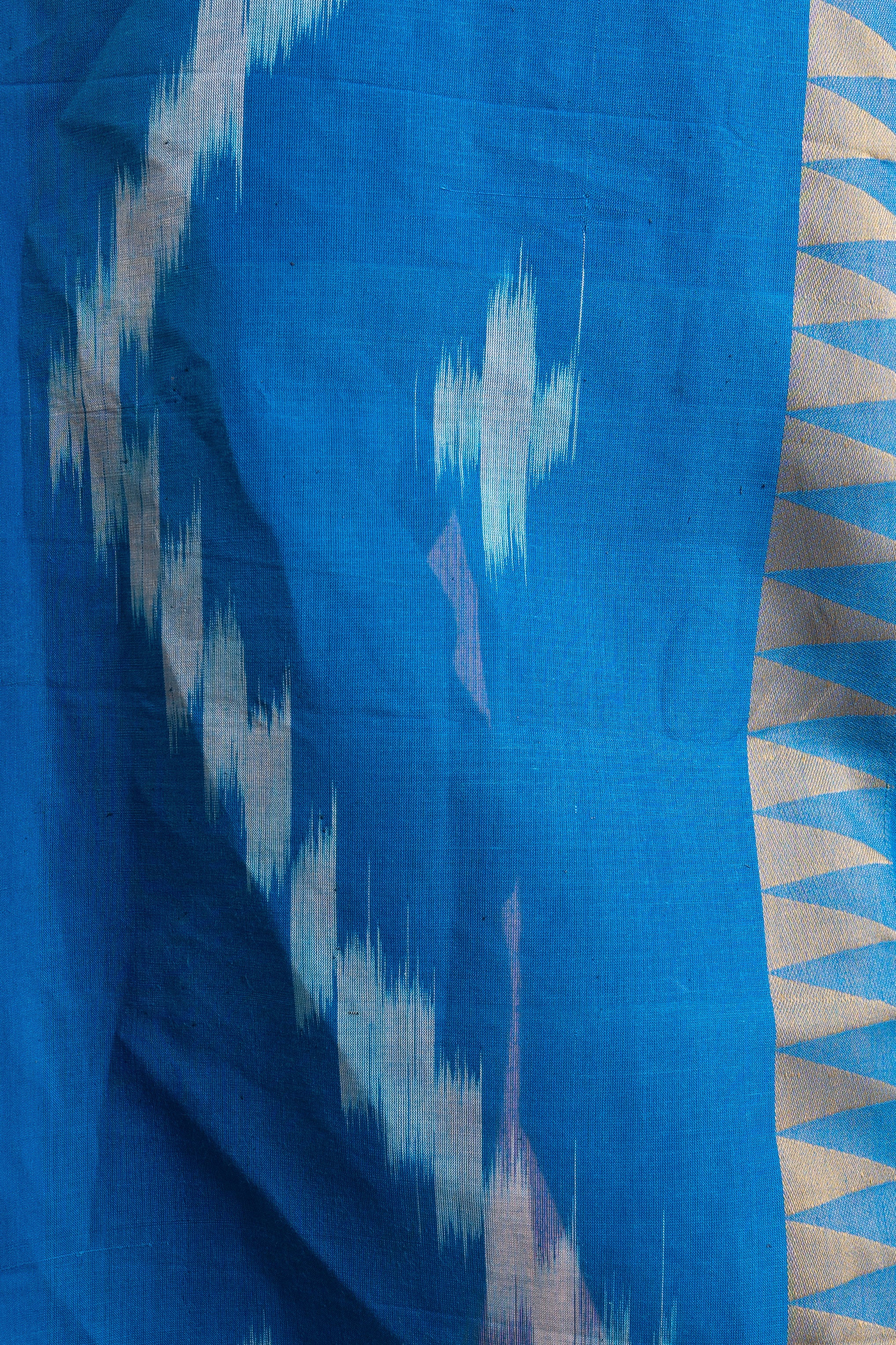 Azure Ikat Fusion Handloom Saree – Teal & Magenta