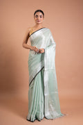 Mint Silver Glow Pure Tissue Saree