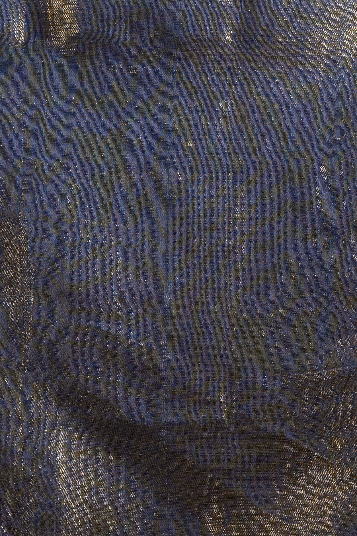 Steel Blue Pure Tissue Saree with Red Buttas & Zari-Striped Pallu