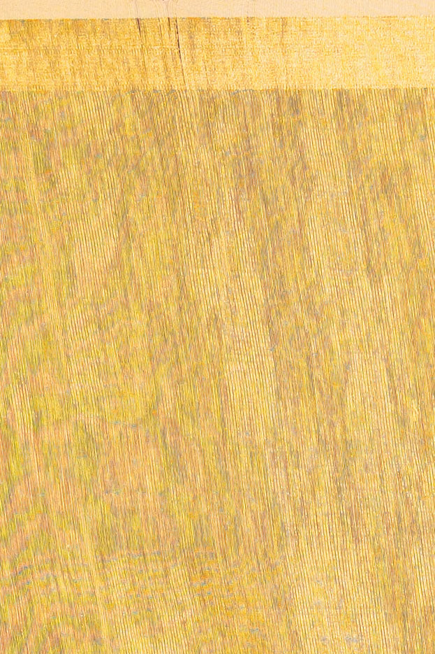 Sunlit Mustard Linen Tissue Saree with Silver Butis
