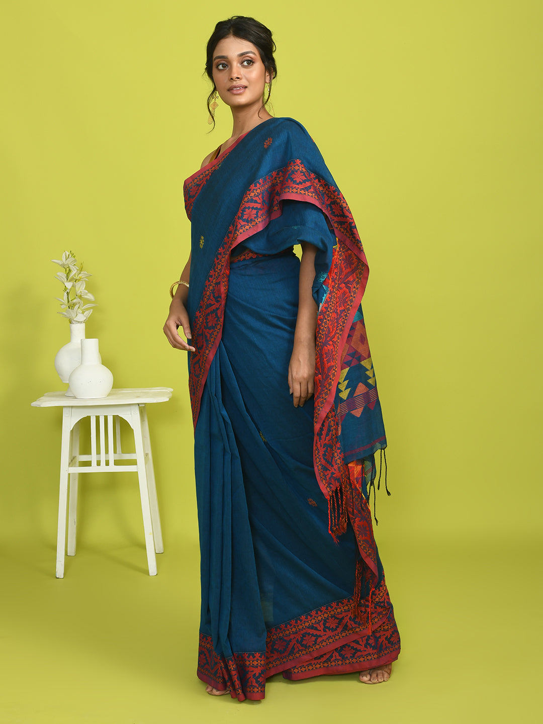 AZURE ESSENCE (HANDLOOM 100% PURE COTTON SAREE)