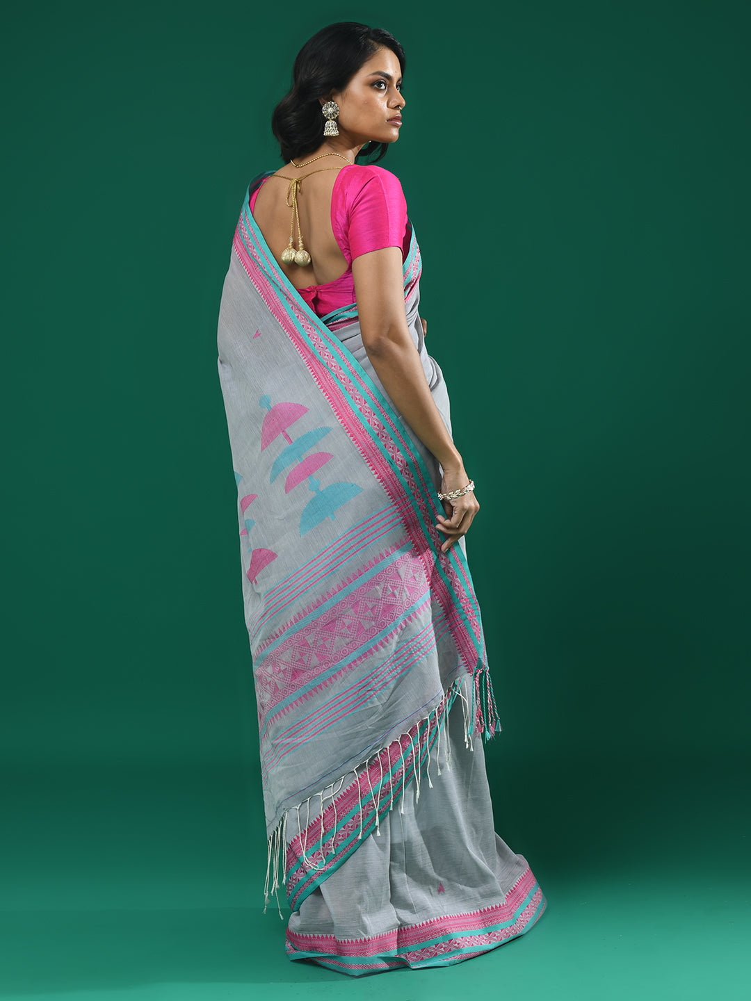 Jamdani Mauve Woven Design Daily Wear  Saree