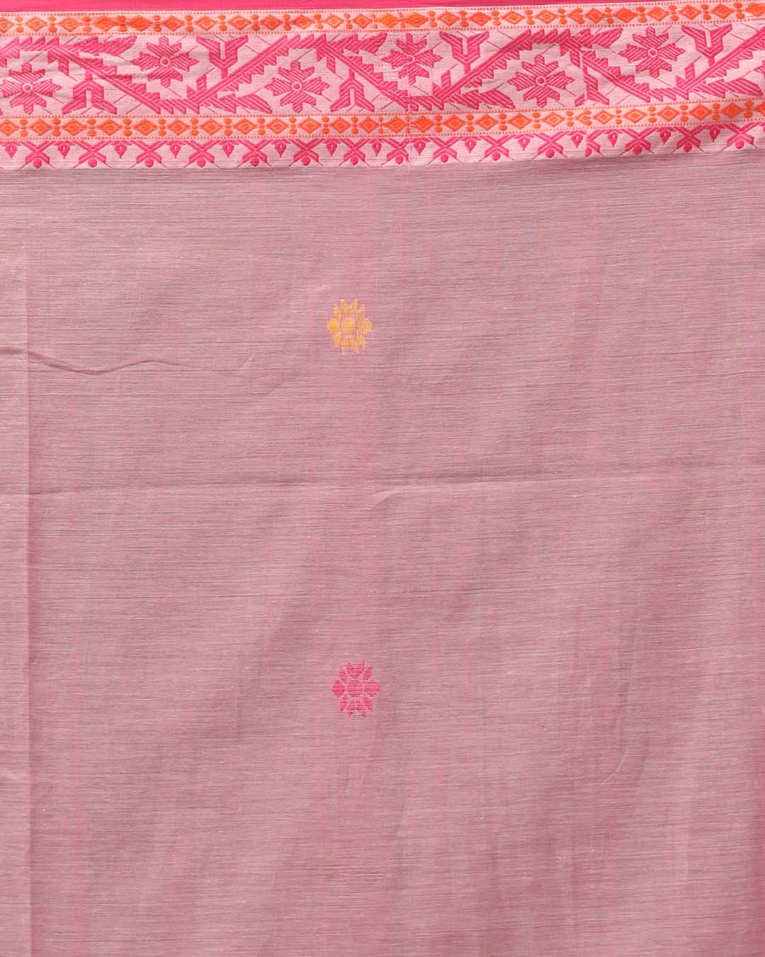 Jamdani Pink Woven Design Daily Wear  Saree