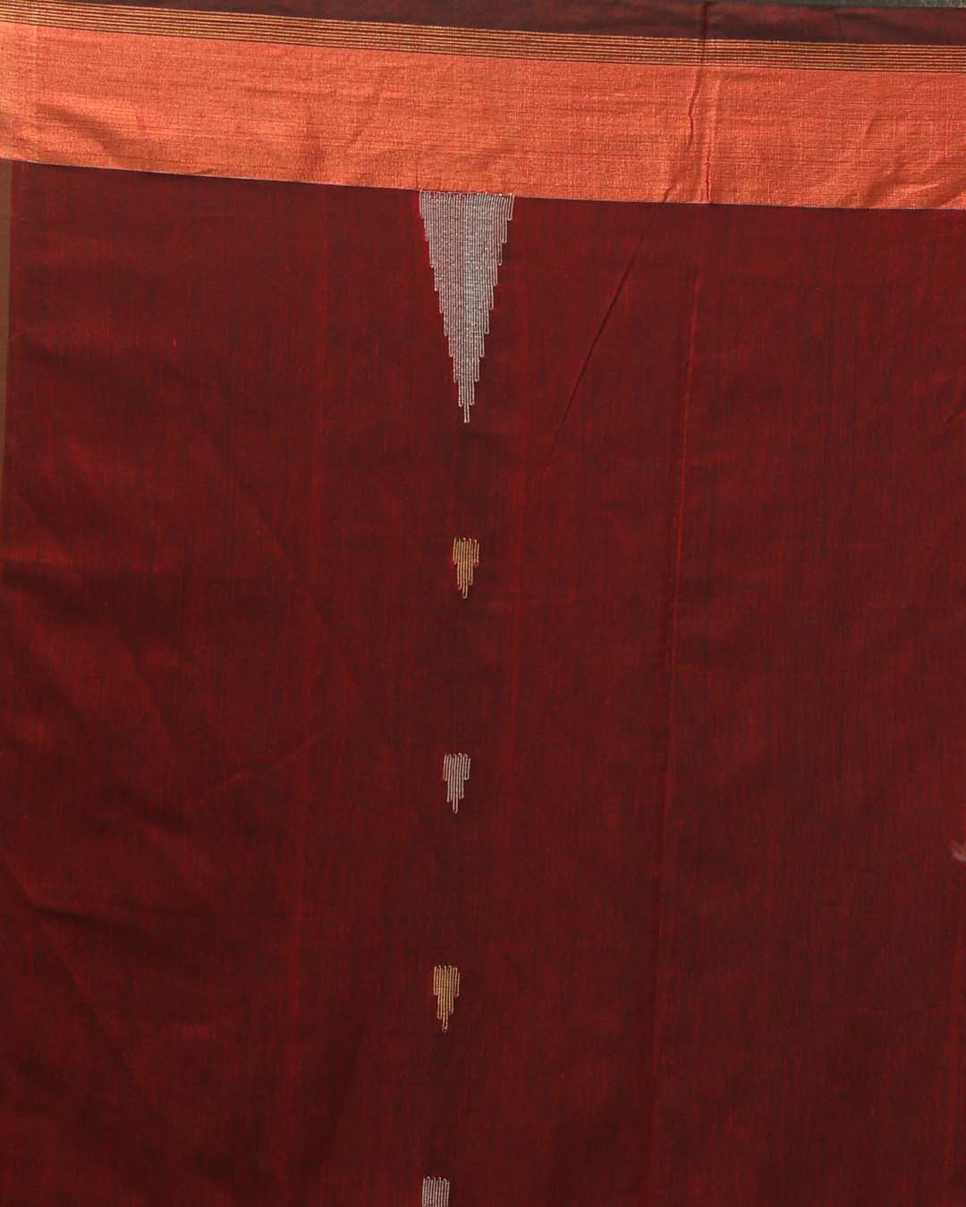 Jamdani Maroon Woven Design Festive Wear  Saree