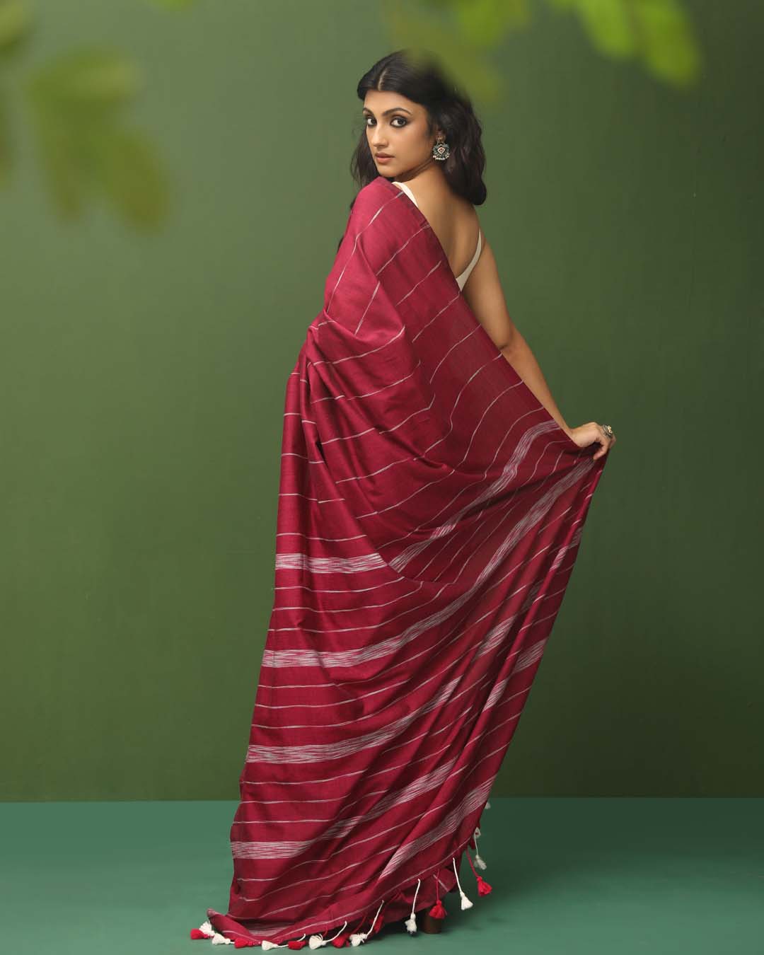 Magenta Solid Work Wear  Saree