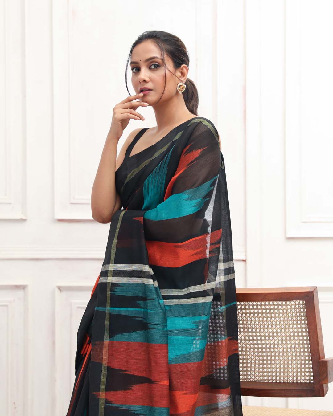 Multi Coloured Woven Design Daily Wear  Saree