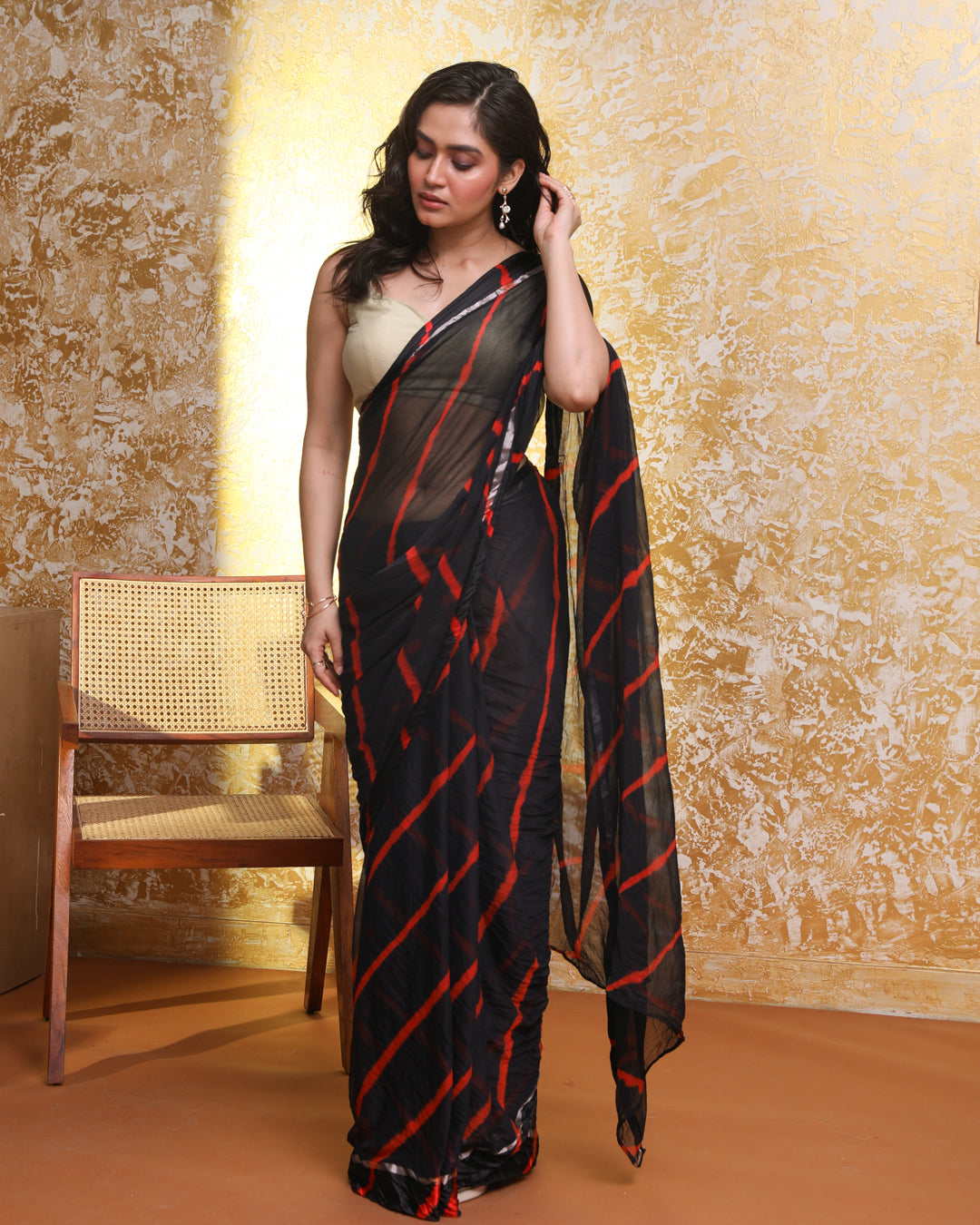 SCARLET TWILIGHT LEHERIYA (SAREE)