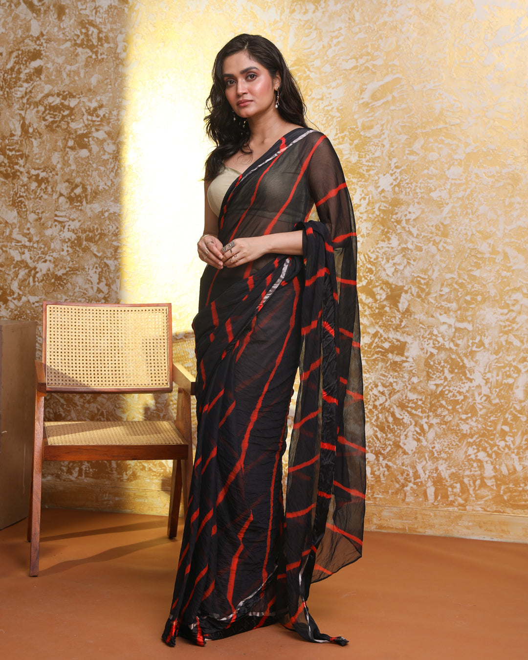 SCARLET TWILIGHT LEHERIYA (SAREE)