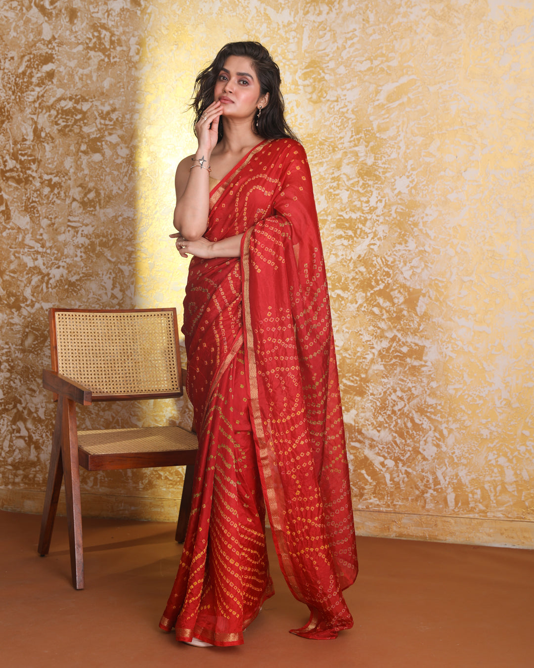 FIERY BANDHANI CHARM (BANDHANI POLY CREPE SAREE)