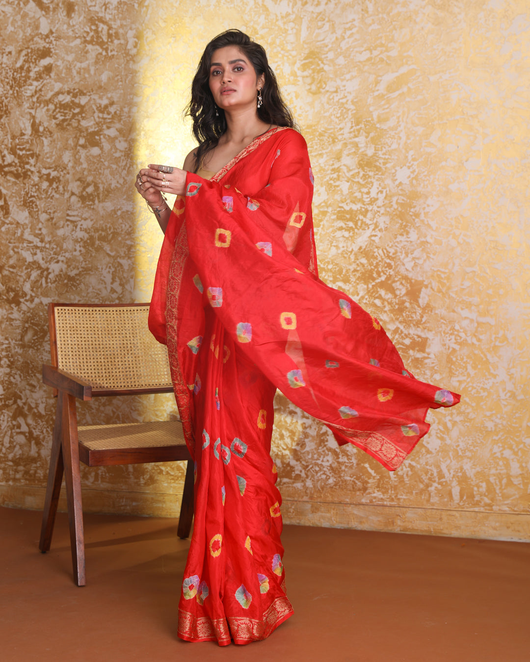 SILKEN LUMINESCENCE (BANDHANI POLY SILK SAREE)