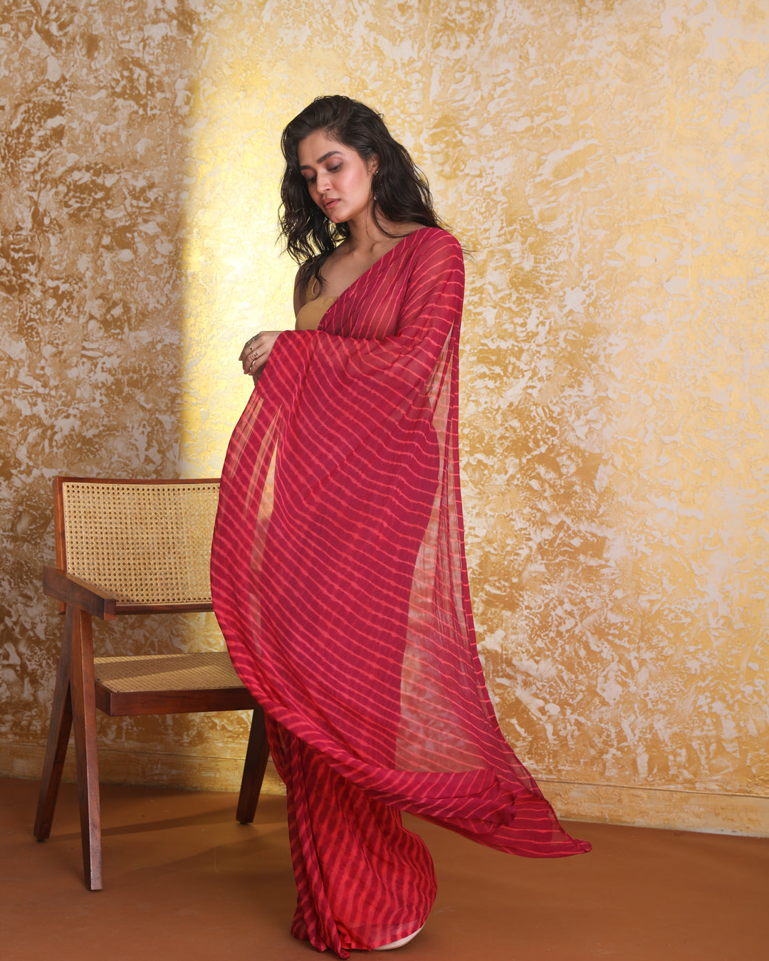 CORAL SUNSET LEHERIYA (SAREE)