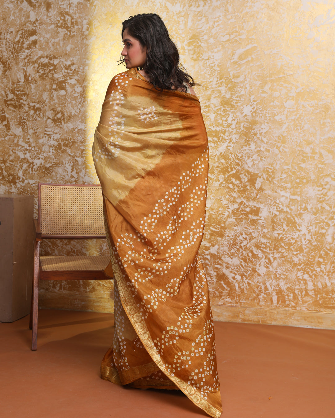 Bandhani Gold Printed  Wear  Saree
