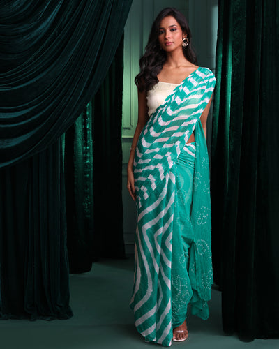 Leheriya Green Printed Daily Wear  Saree