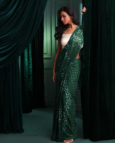 Bandhani Green Printed Daily Wear  Saree