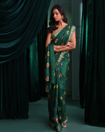 VERDANT RADIANCE (BANDHANI  SILK SAREE)