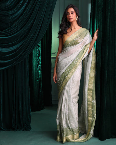 Bandhani Green Printed  Wear  Saree