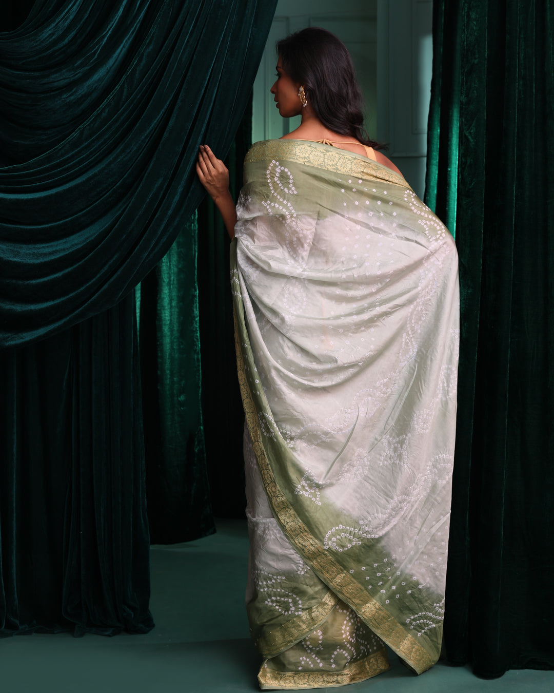 Bandhani Green Printed  Wear  Saree