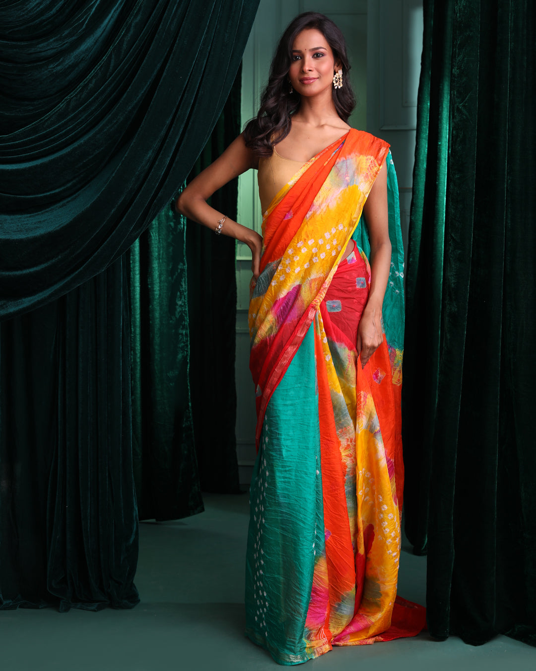 Bandhani Multi Printed  Wear  Saree