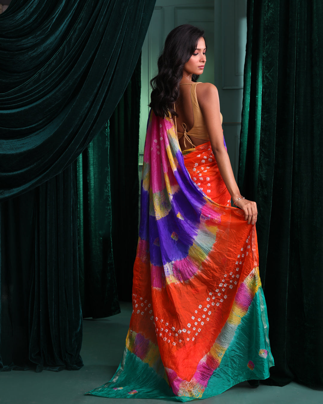 Bandhani Multi Printed  Wear  Saree