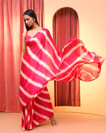 PINK BLISS (LEHERIYA  SAREE)