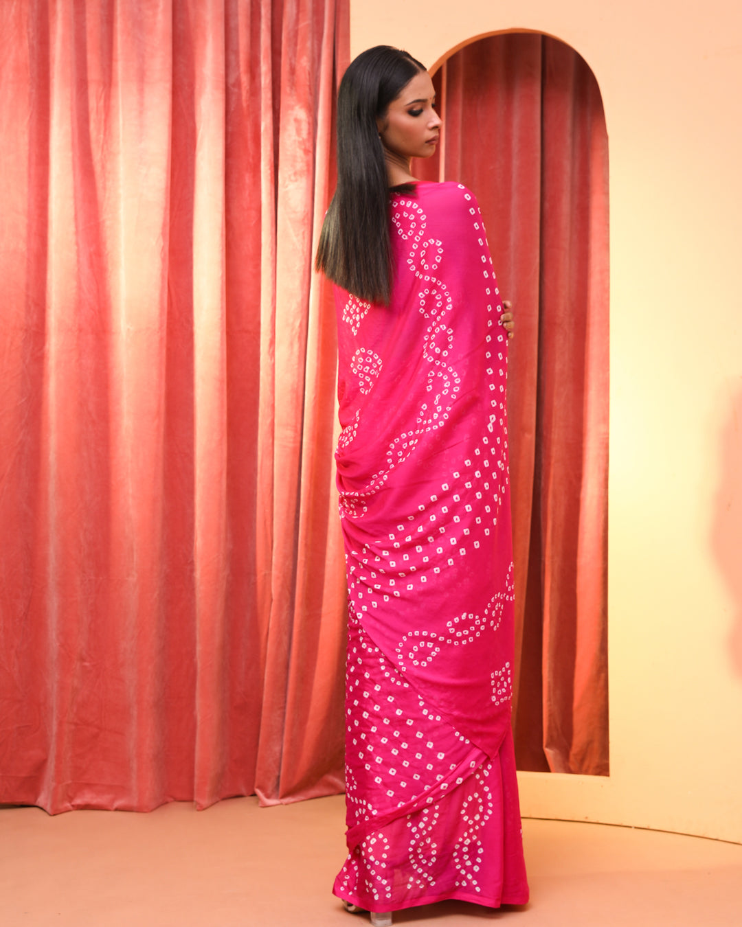 Bandhani Pink Printed Daily Wear  Saree